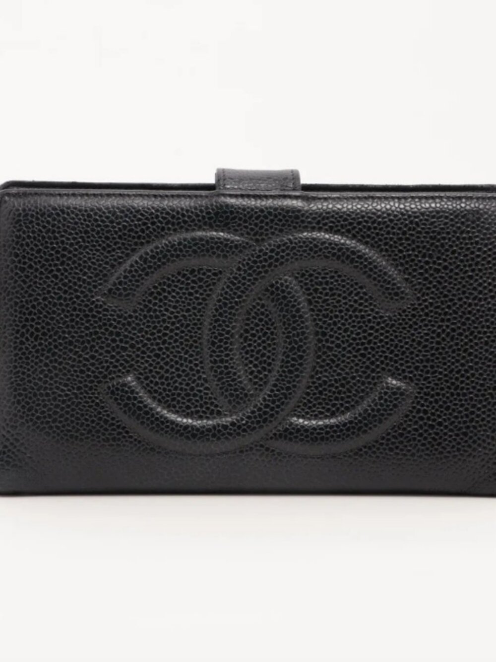 Chanel CC Logo Caviar Skin Long Wallet Black